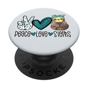 peace love sloth lover cute sloth gift for girls and kids popsockets popgrip: swappable grip for phones & tablets