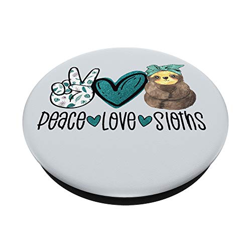 Peace Love Sloth Lover Cute Sloth Gift for Girls and Kids PopSockets PopGrip: Swappable Grip for Phones & Tablets