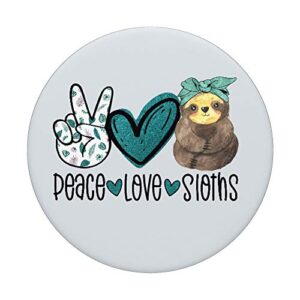 Peace Love Sloth Lover Cute Sloth Gift for Girls and Kids PopSockets PopGrip: Swappable Grip for Phones & Tablets