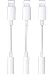 [apple mfi certified] 3 pack iphone headphone adapter lightning to 3.5 mm headphone jack converter dongle compatible with iphone 14 13 12 11 11 pro xr xs max x 8 7 support all ios music control