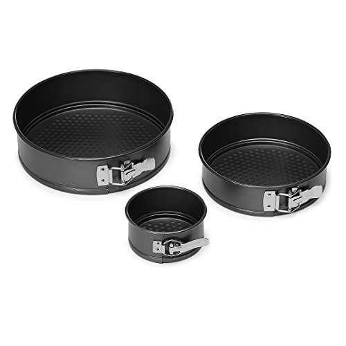 Amazon Basics Non-stick Springform Cake Tins (4'', 7'' and 9'') with Loose base (Set of 3)