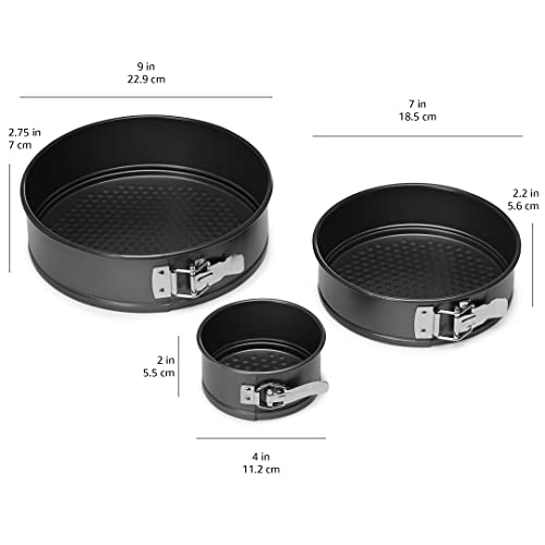 Amazon Basics Non-stick Springform Cake Tins (4'', 7'' and 9'') with Loose base (Set of 3)