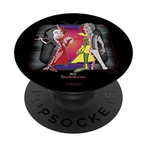 marvel wandavision animated glitch couple portrait popsockets popgrip: swappable grip for phones & tablets