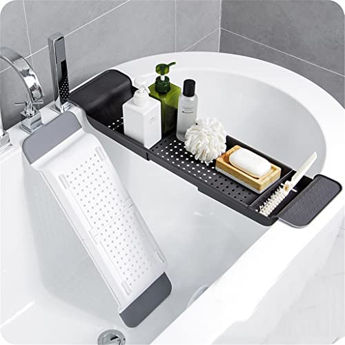 WINGSIGHT Bathtub Tray Expandable Bath Caddy Storage Rack Multifunctional Bathtub Tub Organizer for Deposit Wash Supplies,Book,Wine,Phone,Bathroom,Shower (White)