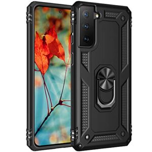 military grade drop impact for samsung galaxy s21 plus case galaxy s21 plus 5g case 360 metal rotating ring kickstand holder armor heavy duty shockproof case for galaxy s21 plus phone case (black)