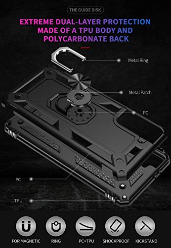 Military Grade Drop Impact for Samsung Galaxy S21 Plus Case Galaxy S21 Plus 5G Case 360 Metal Rotating Ring Kickstand Holder Armor Heavy Duty Shockproof Case for Galaxy S21 Plus Phone Case (Black)