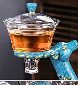 FKJYUF Automatic tea set Automatic tea maker Heat-resistant glass Kung Fu tea set Deer tea set Accompanied by a deer Teapot Coffee Juice cup Cup tea set、tea sets for women、tea sets, BLACK-MSTZ-M-001