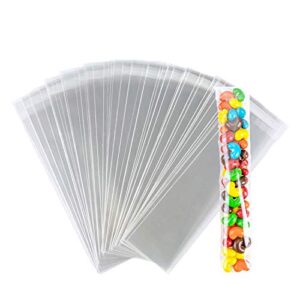 100 pcs resealable cello bags pretzel bags, rfwin 2 x 10 inches clear self sealing cellophane treat bag for easter snack bakery candy cookie chocolates