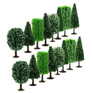 miniature trees and model trees with base bushes diorama trees woodland model train scenery fake trees for diy landscape, 16 pcs by baryuefull