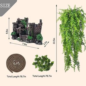 PINVNBY Resin Classical Castle Reptile Habitat Decorations Lizard Hideouts Cave Terrarium Realistic Details Ornament Aquarium Accessories for Chameleon,Snake,Gecko and Hermit Crabs