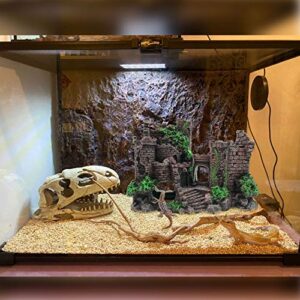 PINVNBY Resin Classical Castle Reptile Habitat Decorations Lizard Hideouts Cave Terrarium Realistic Details Ornament Aquarium Accessories for Chameleon,Snake,Gecko and Hermit Crabs