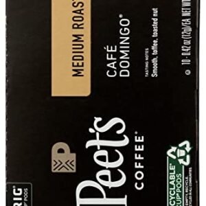 Peet's Coffee Cafe Domingo K Cup Coffee Pods for Keurig Brewers, Medium Roast, 10 Pods, 3.1 Lb