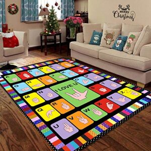 sign language premium rug area rug for living dinning room bedroom kitchen, nursery rug floor carpet yoga mat