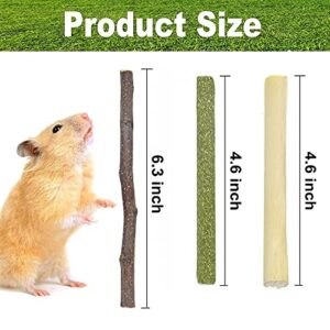 Chngeary 150g Small Animals Chew Toys Molar Sticks, Apple Sticks Timothy Hay Sticks Sweet Bamboo 3Types Combined for Rabbit Chinchilla Guinea Pigs Squirrel Hamster