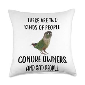 cute green cheek conure parrot design funny sad people and green cheek conure parrot gift throw pillow, 18x18, multicolor