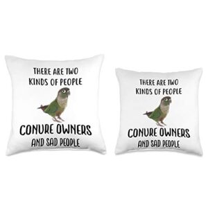 Cute Green Cheek Conure Parrot Design Funny Sad People and Green Cheek Conure Parrot Gift Throw Pillow, 18x18, Multicolor