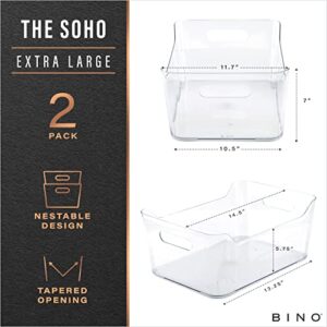 BINO | Plastic Organizer Bins, X-Large - 2 Pack | THE SOHO COLLECTION | Multi-Use Organizer Bins | Pantry Organizer & Freezer Organizer Bins | Plastic Storage Containers | Bins for Home & Kitchen Org