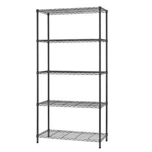14" d×36" w×72" h wire shelving unit commercial metal shelf with 5 tier adjustable layer rack strong steel for restaurant , pantry, kitchen garage，black