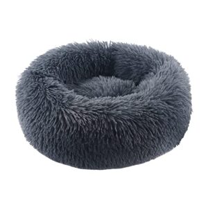 zejeuer cat bed, small dog bed, round donut washable plush fluffy faux fur soft cushion beds for indoor pets