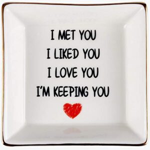 areok wife mothers day gifts for wife gifts from husband, happy anniversary - romantic gifts for wife her, best wife birthday gifts, ring dish holder, jewelry tray, trinket dish, i love you