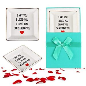 AREOK Wife Mothers Day Gifts for Wife Gifts from Husband, Happy Anniversary - Romantic Gifts for Wife Her, Best Wife Birthday Gifts, Ring Dish Holder, Jewelry Tray, Trinket Dish, I Love You