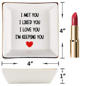 AREOK Wife Mothers Day Gifts for Wife Gifts from Husband, Happy Anniversary - Romantic Gifts for Wife Her, Best Wife Birthday Gifts, Ring Dish Holder, Jewelry Tray, Trinket Dish, I Love You