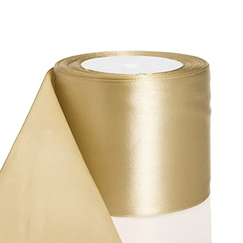 ATRBB 25 Yards 3 Inches Wide Satin Ribbon Perfect for Wedding Satin Chair Sash and Gift Wrapping (Old Gold)