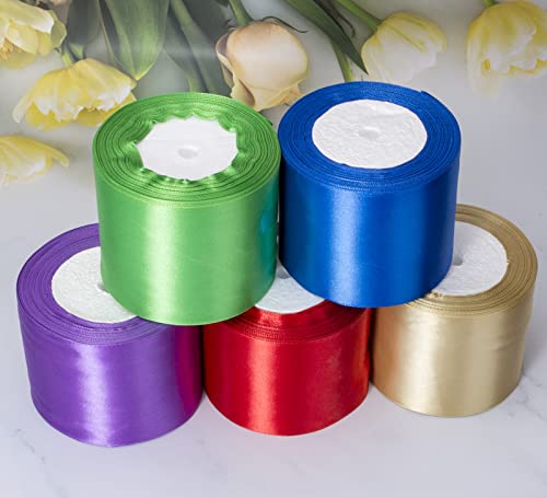 ATRBB 25 Yards 3 Inches Wide Satin Ribbon Perfect for Wedding Satin Chair Sash and Gift Wrapping (Old Gold)