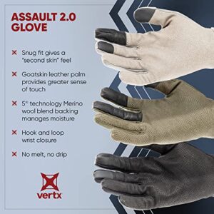 Vertx Mens Gloves, Breathable, Touch Screen Compatible Leather Palm, Removable Index Finger, Black, Medium