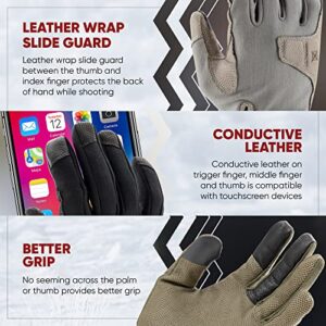 Vertx Mens Gloves, Breathable, Touch Screen Compatible Leather Palm, Removable Index Finger, Black, Medium