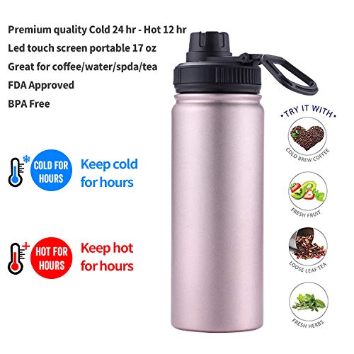 Infuser Travel Mug with Removable loose leaf Tea Strainer Bottle 18/8 Stainless Steel Insulated Tumbler Rosegold