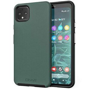 crave dual guard for google pixel 4 xl case, shockproof protection dual layer case for google pixel 4 xl - forest green