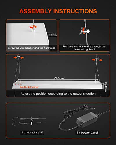 SPIDER FARMER SF-600 LED Grow Light 2x4 ft Coverage Sunlike Full Spectrum Plant Growing Lamp for Indoor Plants Hydroponics Seeding Veg Flower Energy Saving & High Efficiency Grow Lights 384 Diodes