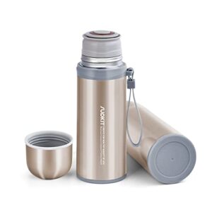 supkit small coffee thermos, stainless steel thermos cup, bpa free, insulated water bottle for hot drink and cold drink, perfect for biking, camping, office, car or outdoor travel (12 oz, silver)