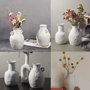 Sunormi White Ceramic Minimalist Vase Modern Artistic Vases Flowers Vases for Home Table Shelf Decorations