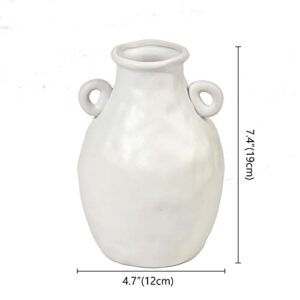 Sunormi White Ceramic Minimalist Vase Modern Artistic Vases Flowers Vases for Home Table Shelf Decorations