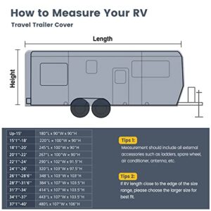 RVMasking 2022 New Rip-Stop RV Cover Windproof Travel Trailer Cover Fits 28' 7"-31' 6" Long Motorhome, Upgraded Waterproof Camper Cover with Gutter Covers for Durable Protection