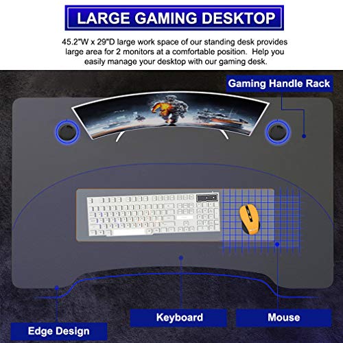 Gaming Desk 45" W x 29" D Home Office Computer Desk Racing Style Study DeskExtra Large Modern Ergonomic PC Carbon Fiber Writing Desk Table with Cup Holder Headphone Hook
