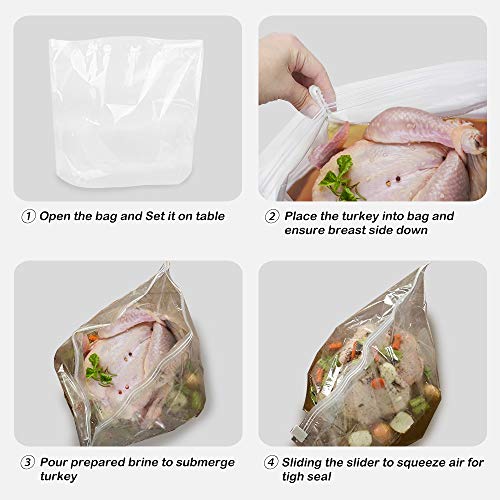 WRAPOK Turkey Brining Bags Double Zipper Heavy Duty Liner, BPA Free, Extra Large 22 x 26 Inch, Hold up to 35 Pounds - 3 Pack