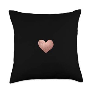 boredkoalas heart throw pillow gifts rose pink on black heart minimal art love valentine day gift throw pillow, 18x18, multicolor
