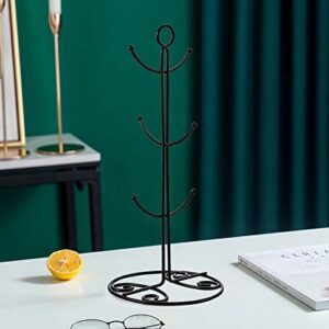 Yesland 2 Pack Mug Rack Tree - Metal Black Coffee Mug Tree for Counter with 6 Hooks - Large Kitchen Countertop Coffee Cup Holder Stand & Teacup Storage Rack for Organizing & Drying(Flower Pattern)