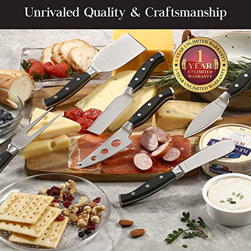 Master Maison 6-Piece Premium Cheese Knife Set | 6 Stainless Steel German Knives With Storage Box | Perfect For Charcuterie Boards And Cheese Platters | Charcuterie Accessories