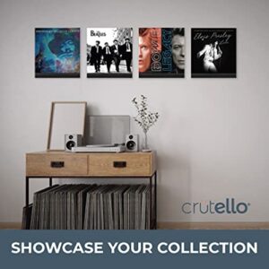 Crutello 6 Pack Vinyl Record Display Shelf - Black Wooden Wall Mounted Record Holder Shelf - Pack of 6