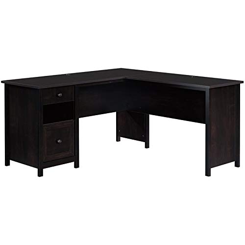 Sauder County Line Estate Black L-Shaped Desk with File Drawer, Estate Black Finish