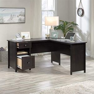 Sauder County Line Estate Black L-Shaped Desk with File Drawer, Estate Black Finish