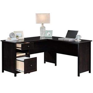 Sauder County Line Estate Black L-Shaped Desk with File Drawer, Estate Black Finish