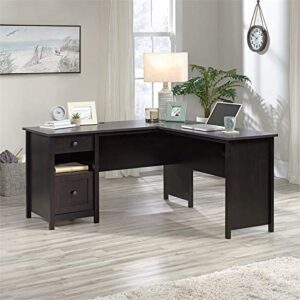 Sauder County Line Estate Black L-Shaped Desk with File Drawer, Estate Black Finish