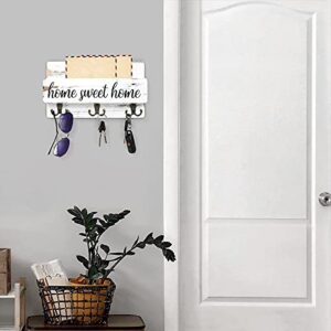 Decorative Key Hooks for Wall with Shelf,Farmhouse Mail and Keys Holder for Wall,Key Hanger Rack for Wall Entryway Mail Shelf,Mail Organizer Wall Mount,Hanging Mail Sorter with Shelf,Wood Mail Storage