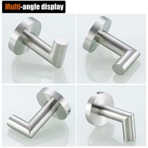 SWHYGER 2 Pack Stainless Steel Towel Hook Bathroom Heavy Duty Coat Hook Wall Mount Clothes Hook Hotel Style Robe Hook,Brushed Steel, 96018-8BS.