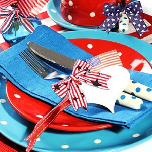 3 Rolls Patriotic Wired Ribbons Independence Day Ribbon Patriotic Stripe Wired Ribbon USA Flag Star Ribbon 4th of July Ribbons for Memorial Day, Veterans Day, 4th of July, President's Day Decors